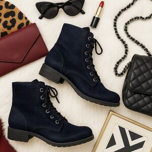 Sam Edelman Bleecker lace-up combat fur boots